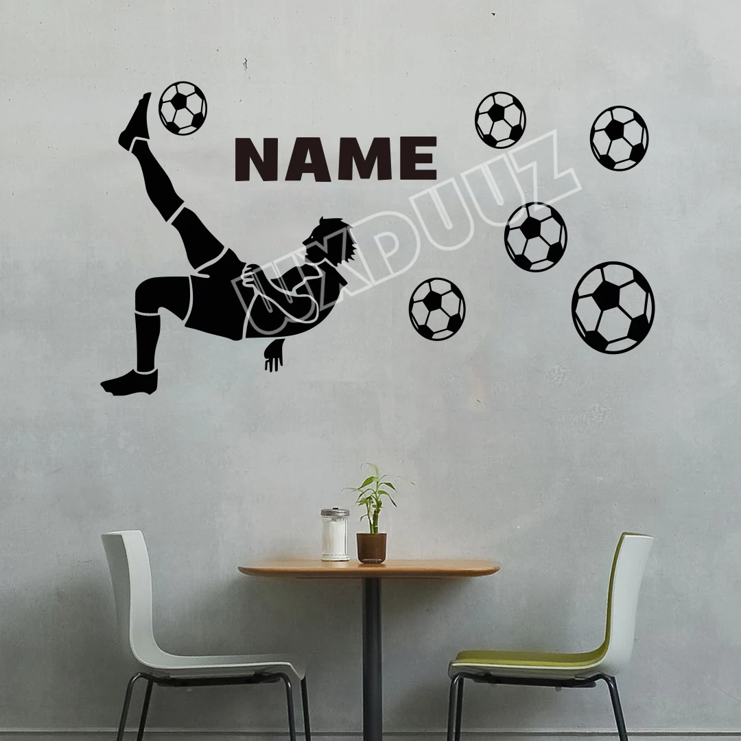 Personalised Football Player Any Name Boys Girls Bedroom Wall Art Decal Sticker