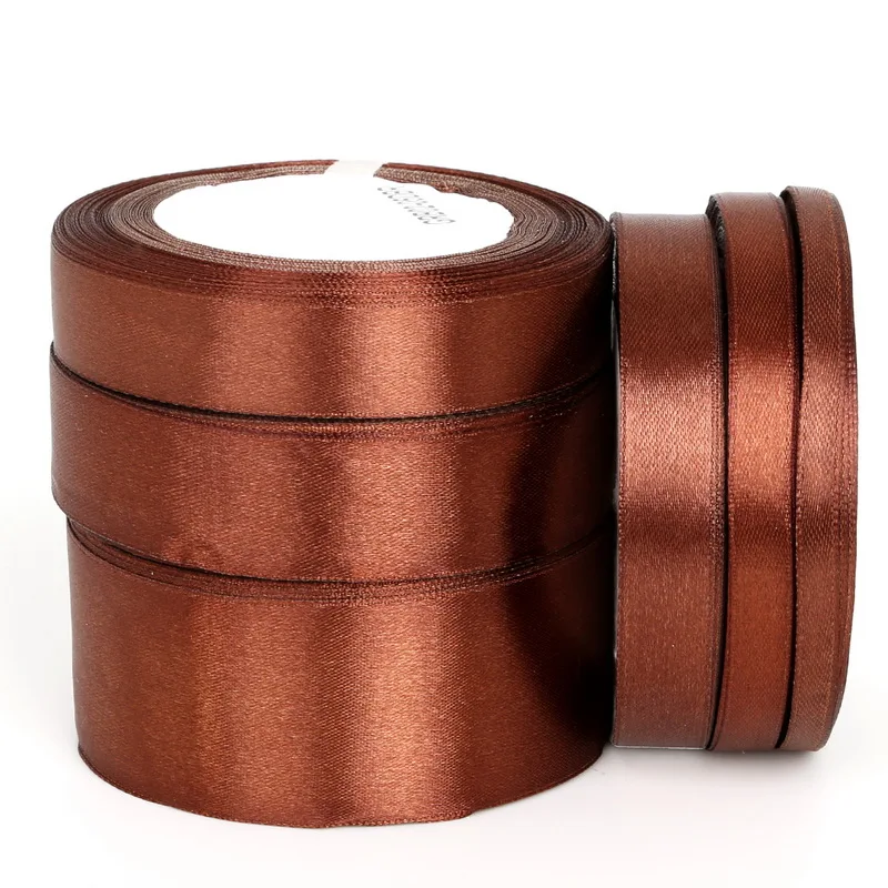 

25 Yards Dark Brown Satin Ribbon for DIY Bow Craft Decor Wedding Party Decoration Gift Wrapping Scrapbooking Supplies