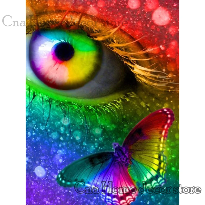 

Colorful eyes butterflies 5D diy Needlework embroidery pattern resin mosaic diy diamond painting 3d cross stitch kits room decor