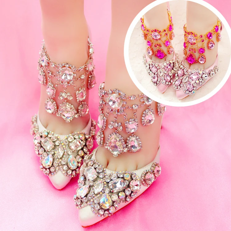 

Womens High Heels Wedding Pointy Toe Stilettos High Heel Shoes Party Pumps Crystal Rhinestones Handmade A15