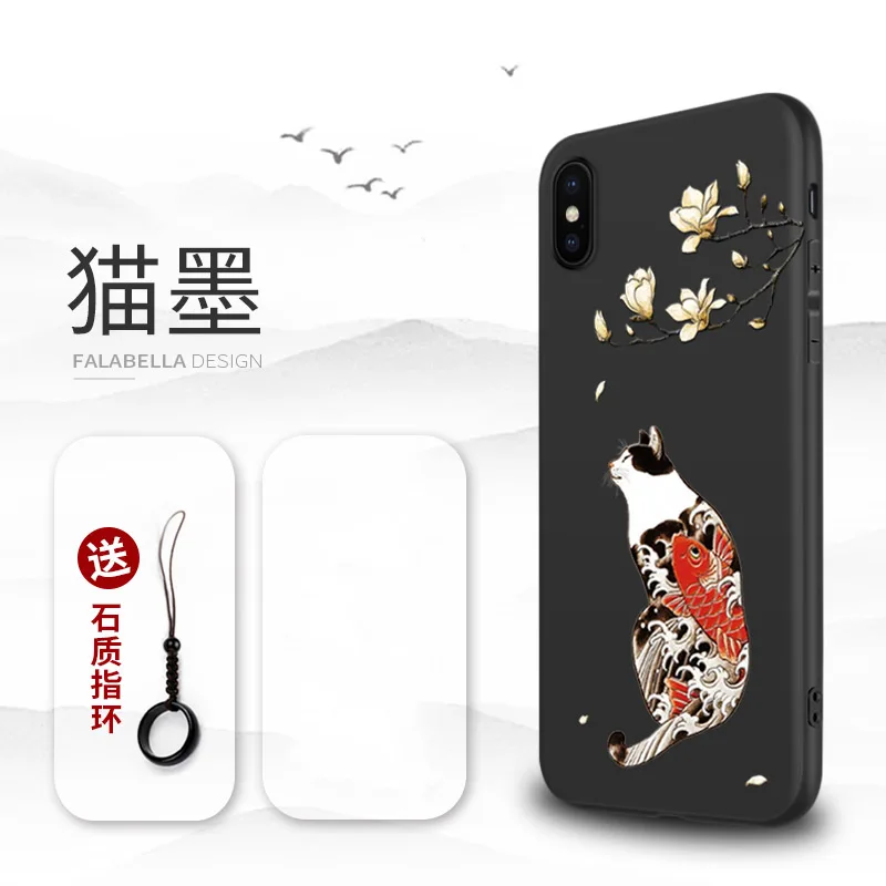 Отличный чехол для телефона с тиснением для Iphone XS MAX XS XR X 11 PRO MAX чехол Kanagawa Waves Carp Cranes 3D гигантский рельефный чехол для 7 8 PLUS