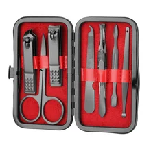 Нержавеющая сталь черный маникюрный набор уход педикюр набор включает в себя инструменты для удаления кутикулы с портативный дорожный Чехол