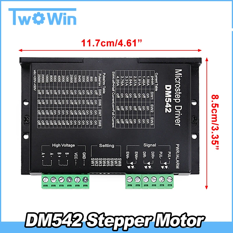 

Stepper Motor DM542 Controller Leadshine 2-phase Digital Stepper Motor Driver 18-48 VDC Max 4.1A 57 86 Series Motor Driver W315