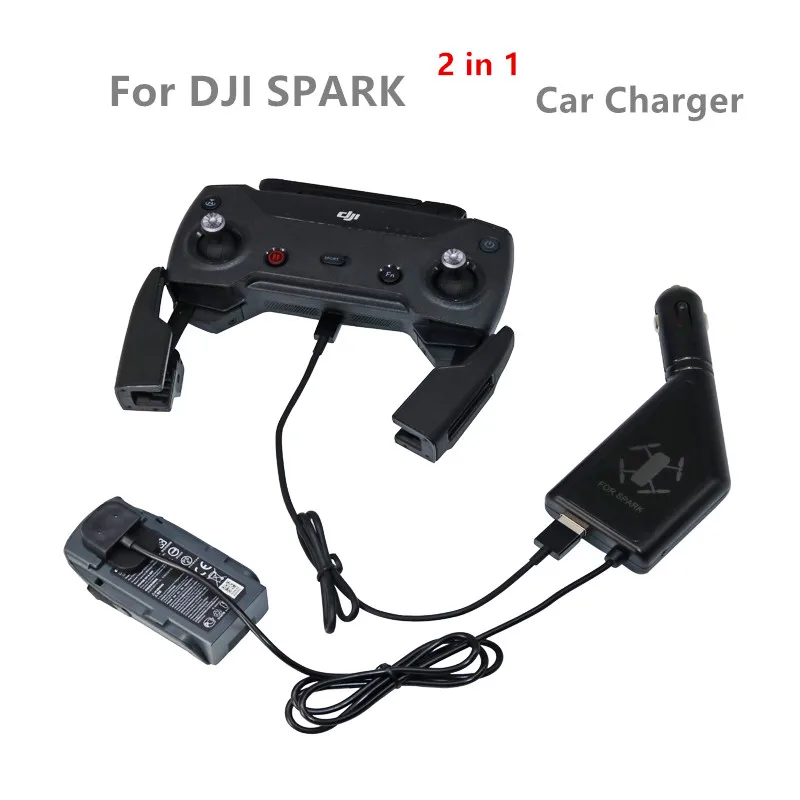 2 in 1 Car Charger Battery Charging & USB Port Remote Control Charge For DJI SPARK Accessories  2