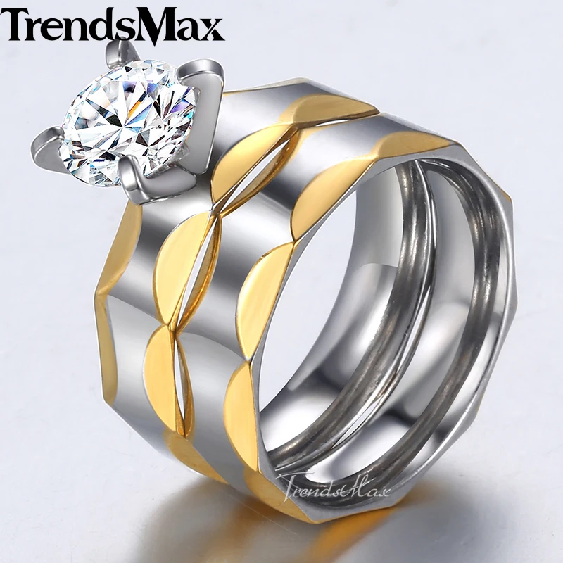 Комплект обручальных колец Trendsmax KKR140 для мужчин и женщин Помолвочные кольца с