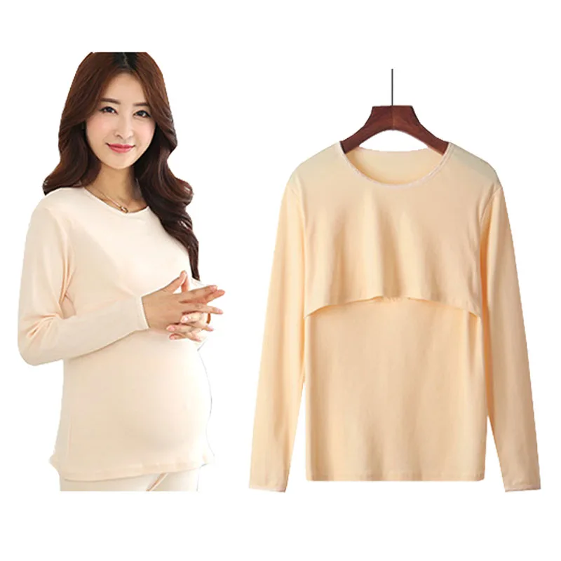 

Breastfeeding Maternity Top Nursing Cotton Tee For Pregnant Women Clothes Pregnancy T shirt Clothing Mother Wear Long Sleeve Top