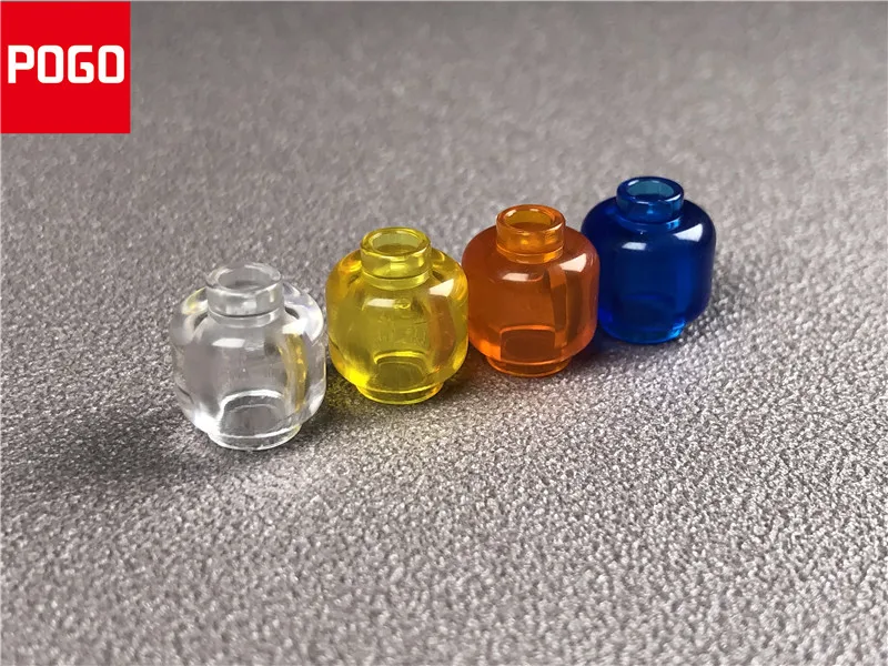 10 шт./лот MOC Кирпичи DIY Красочные прозрачные фигурки голова развивающие