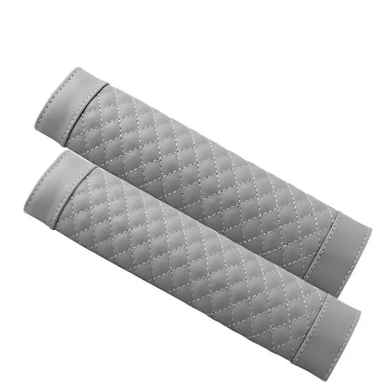 2pcs PU Leather Car Safety Seat Belt Cover Shoulder Selecting Leather for Comfort and Breath Pad Protection Padding Accessories - Color Name: Gray