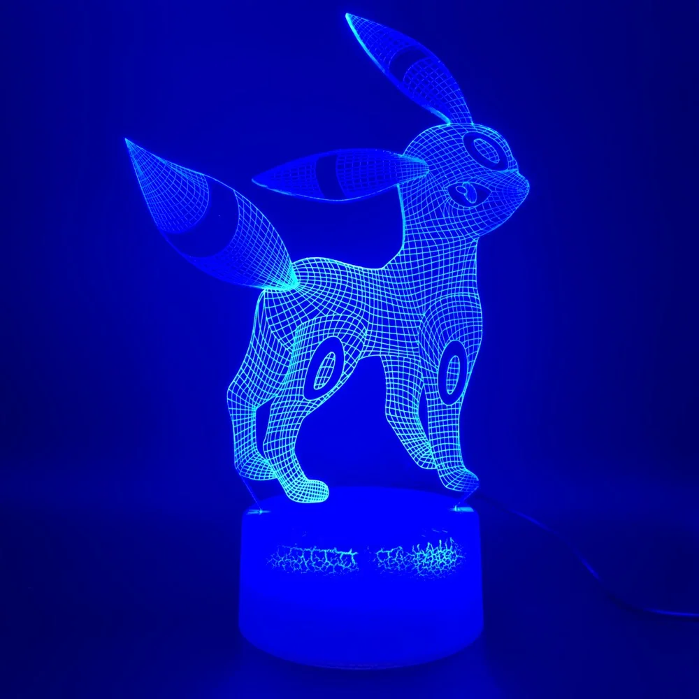 Светодиодный ночник игры Pokemon Go Umbreon Рисунок украшения дома 3d лампа подарок на день рождения для детей спальня Новинка свет Eevee Семья