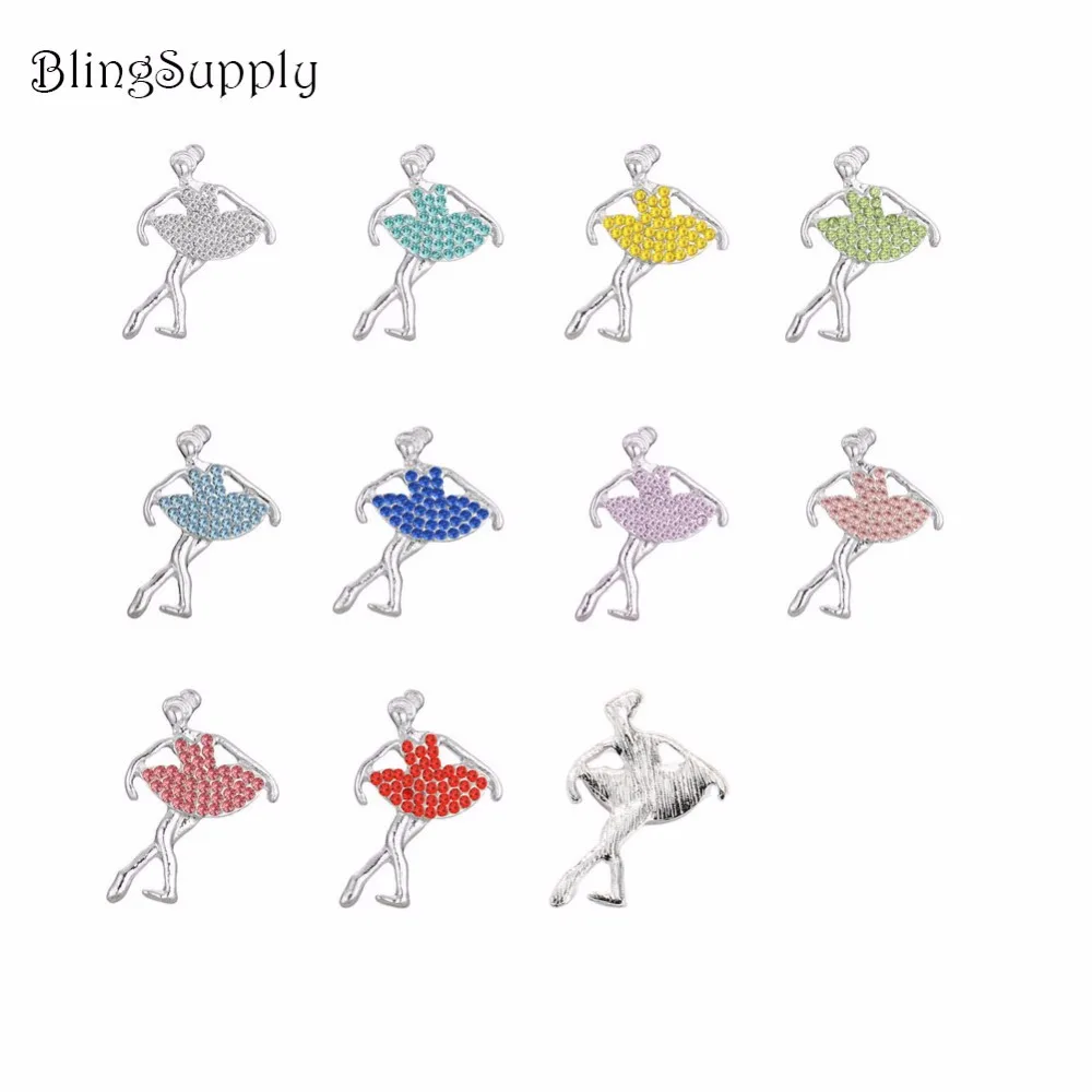 

Free shipping 27*20mm flatback ballerina rhinestone button for DIY 100PCS/LOT(BTN-5444)