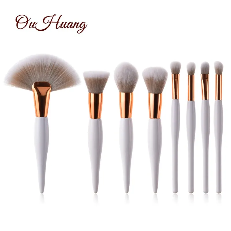 

8Pcs/Set Makeup Brush Kit Soft Shadow Foundation Powder Eyeliner Eyelash Fan Flat Brush Set for Women Eyeshadow Facial Make Up