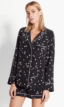 2 colors EQ star print 100% silk ladies sleepwear Pajama Set women top and pants shorts nightclothes sets