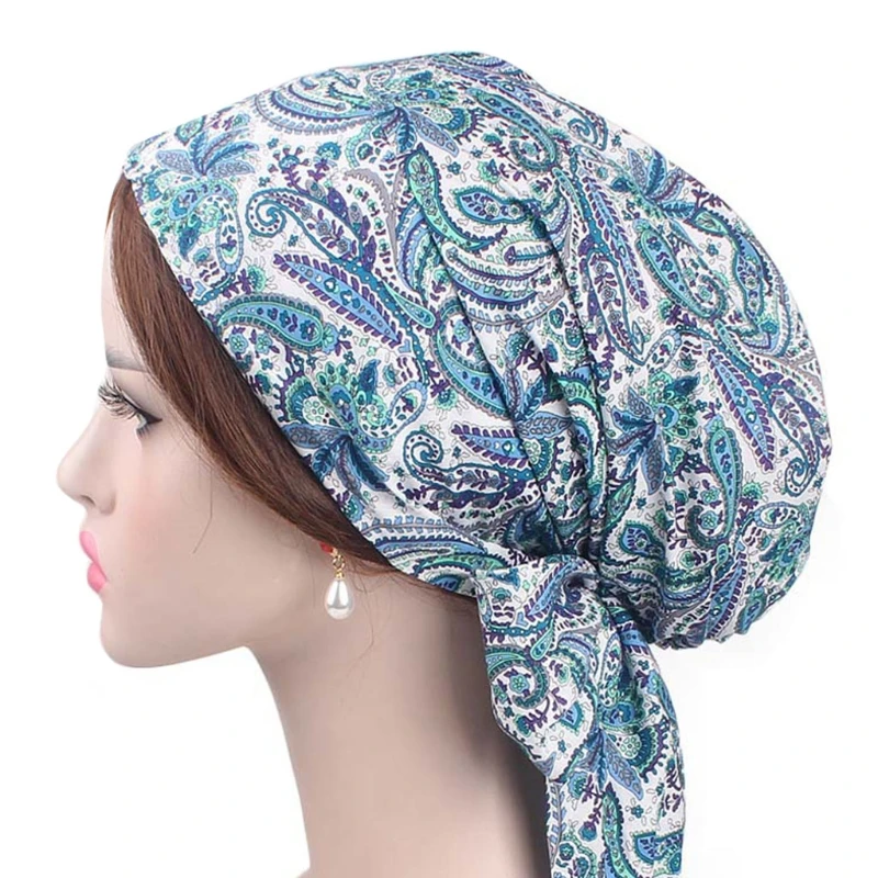 

Women Bandana Scarf Pre Tied Chemo Hat Beanie Turban Bowknot Long Tail Head Cap