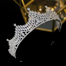 Новые Свадебные украшения для головы Простой невесты Циркон Корона серебро для девушек аксессуары для волос свадебное платье аксессуары