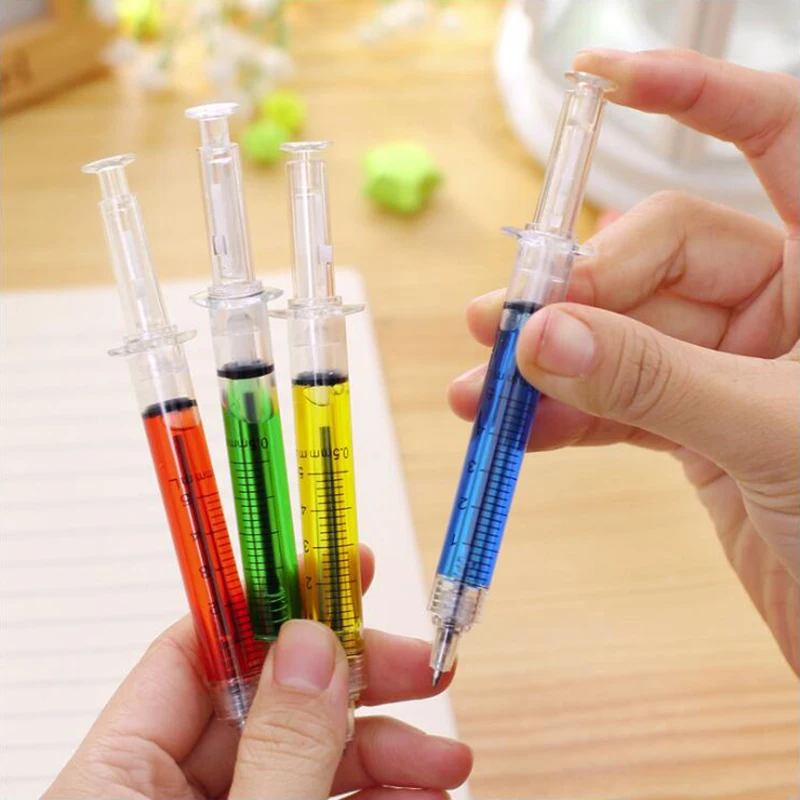 

Color Syringe Shape Press Ballpoint Pen Black Ink Color Ball Pens For Writing Office Stationery and School Supplies 1PCS