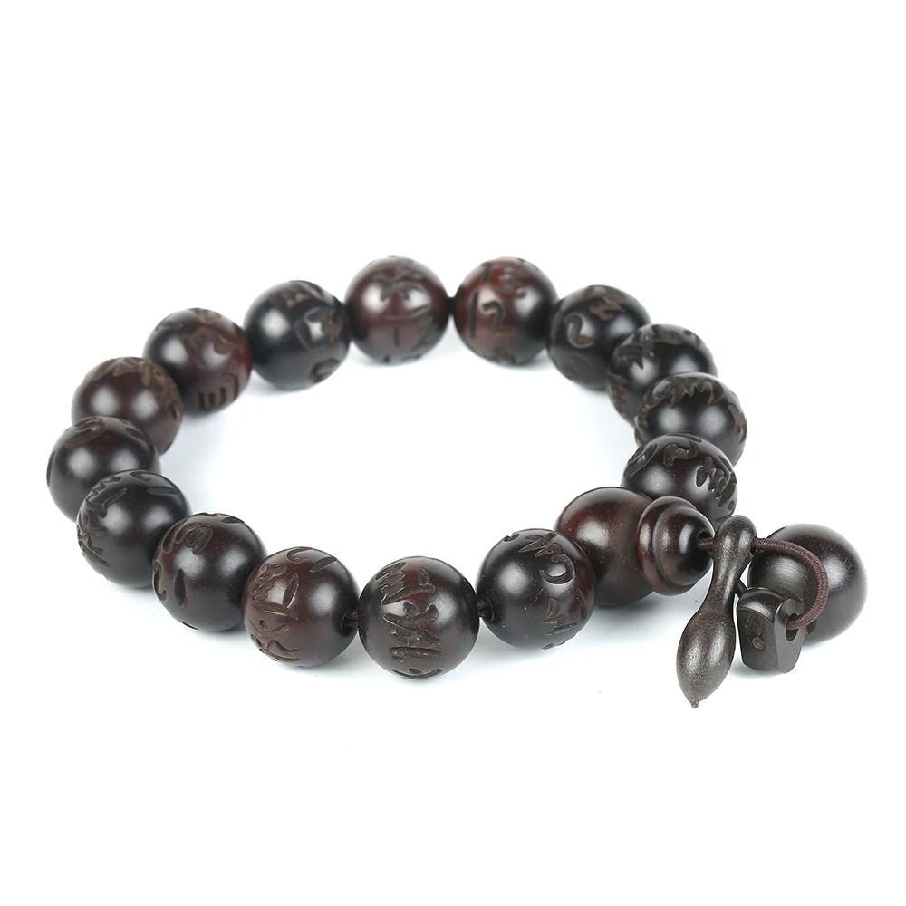 

Prayer Beads Bracelets Om Mani Padme Hum Mantra Hand-carved Round Peach wood Malas Tibetan Buddhist Prayer Bracelet 1268