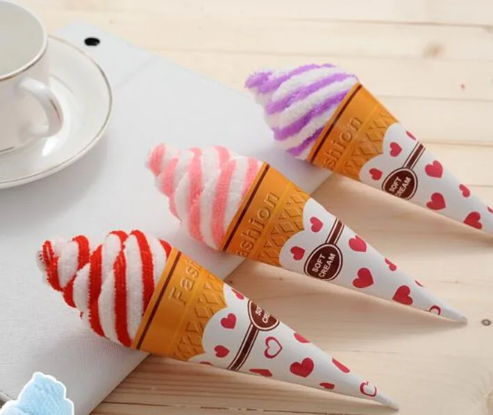 

micro fabric 10pcs/lot Portable Double Color Soft Washing mini Towel face towel Ice CreamShapecreative Gift towel 20*20cm