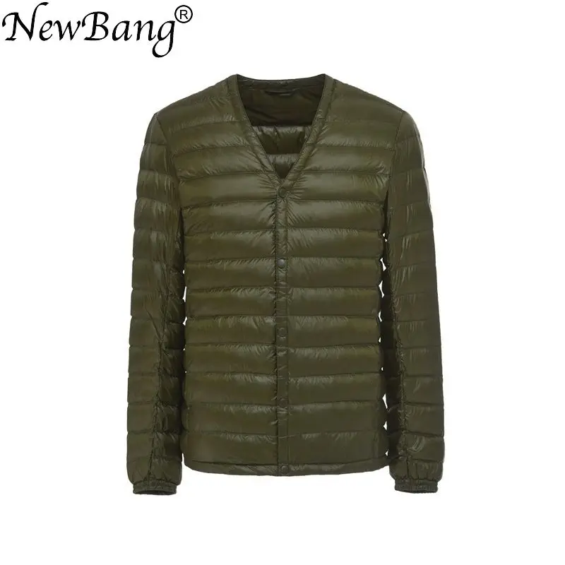 

NewBang Brand Men's Down Jacket Ultra Light Down Jacket Men Slim Windproof Portable V Neck Lightweight Coat Warm Liner