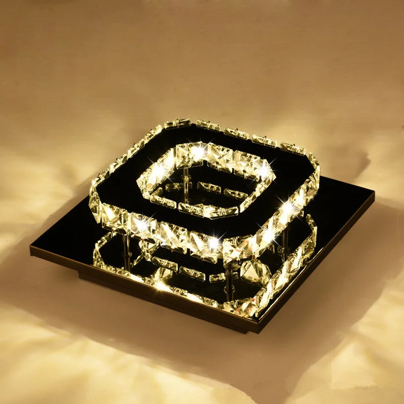 

Square Crystal Aisle LED Ceiling Light Corridor Entrance Lamp Modern LED Ceiling Lamp Creative Living Dinning Room Light Fixture