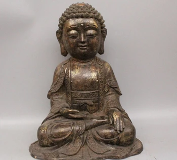 

wholesale factory 16" China Tibetan Buddhism Bronze Gild Sakyamuni Shakyamuni Amitabha Buddha Statue AE1024 AB1025