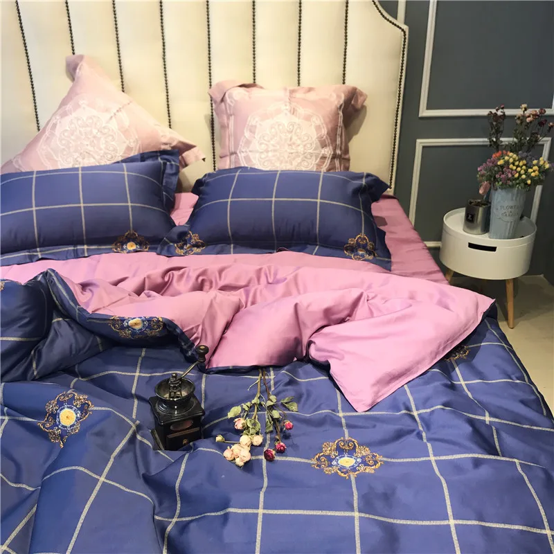 Egyptian cotton Bed Set Duvet Cover Bed Sheet adults Cover Set Home Textile red color Bed Linens 4pcs Bedding Sets 17 IMG_5922