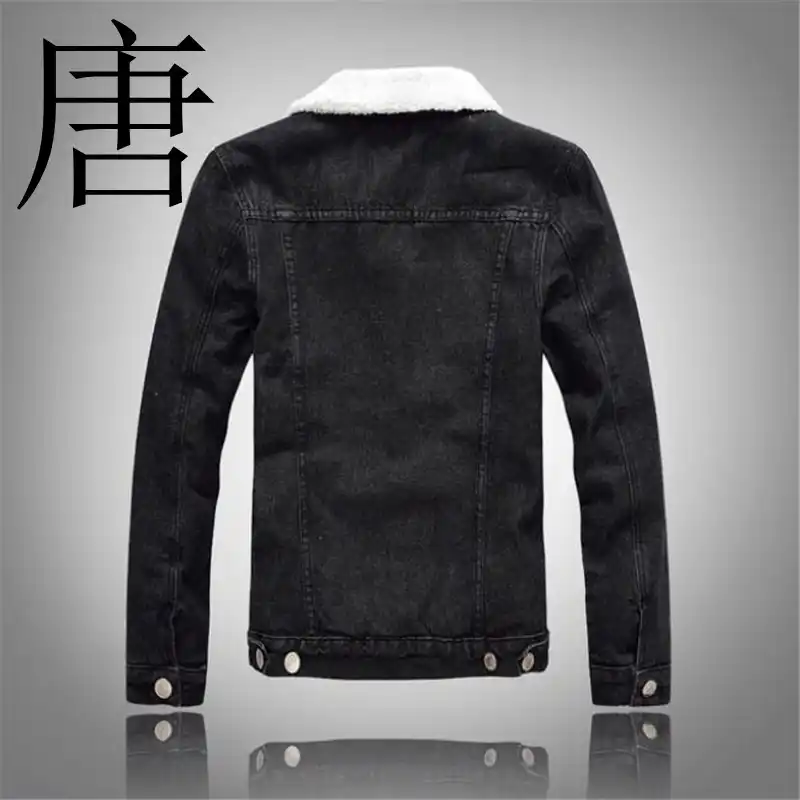 Tang cool 2019 Denim Jacket Fur Collar Men Winter Black Male Bomber