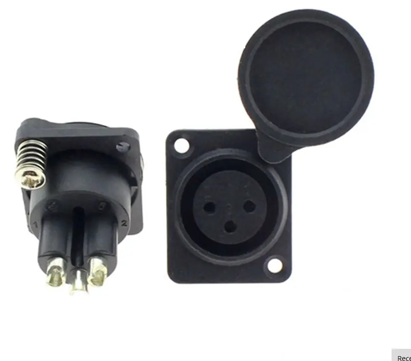

1pcs With Dust Cover 3 Pin Female XLR Connector Socket Electric Car Charging Power Supply Audio Microphone Adapter