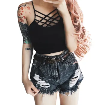 

Sexy summer top Women Solid Bralette front cross bandage Crop Top hot girl Vest cropped female clothes clothes
