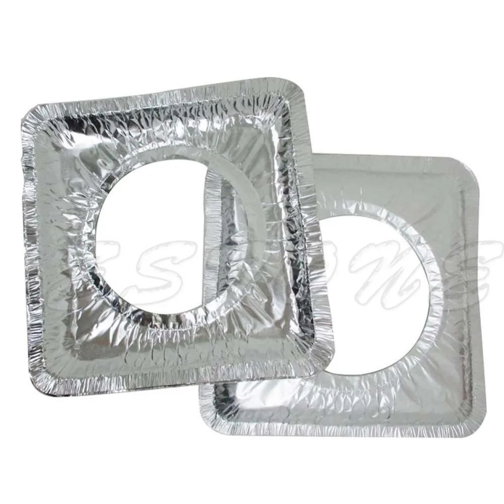 10 Pcs Aluminum Foil Round Square Gas Burner Disposable Stove Bib