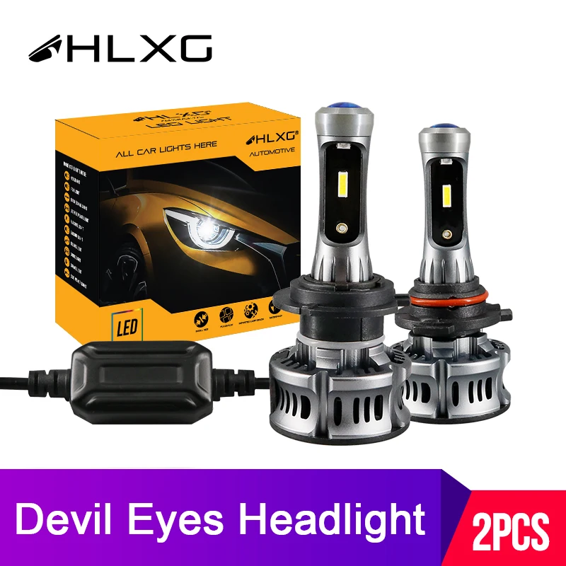 

hlxg Devil Angel Eyes Lamp H7 LED H11 H8 Fog Lights 9005 HB3 9006 HB4 Mini Projector Lens LED Car Headlight Bulbs 12V 6500K 36W