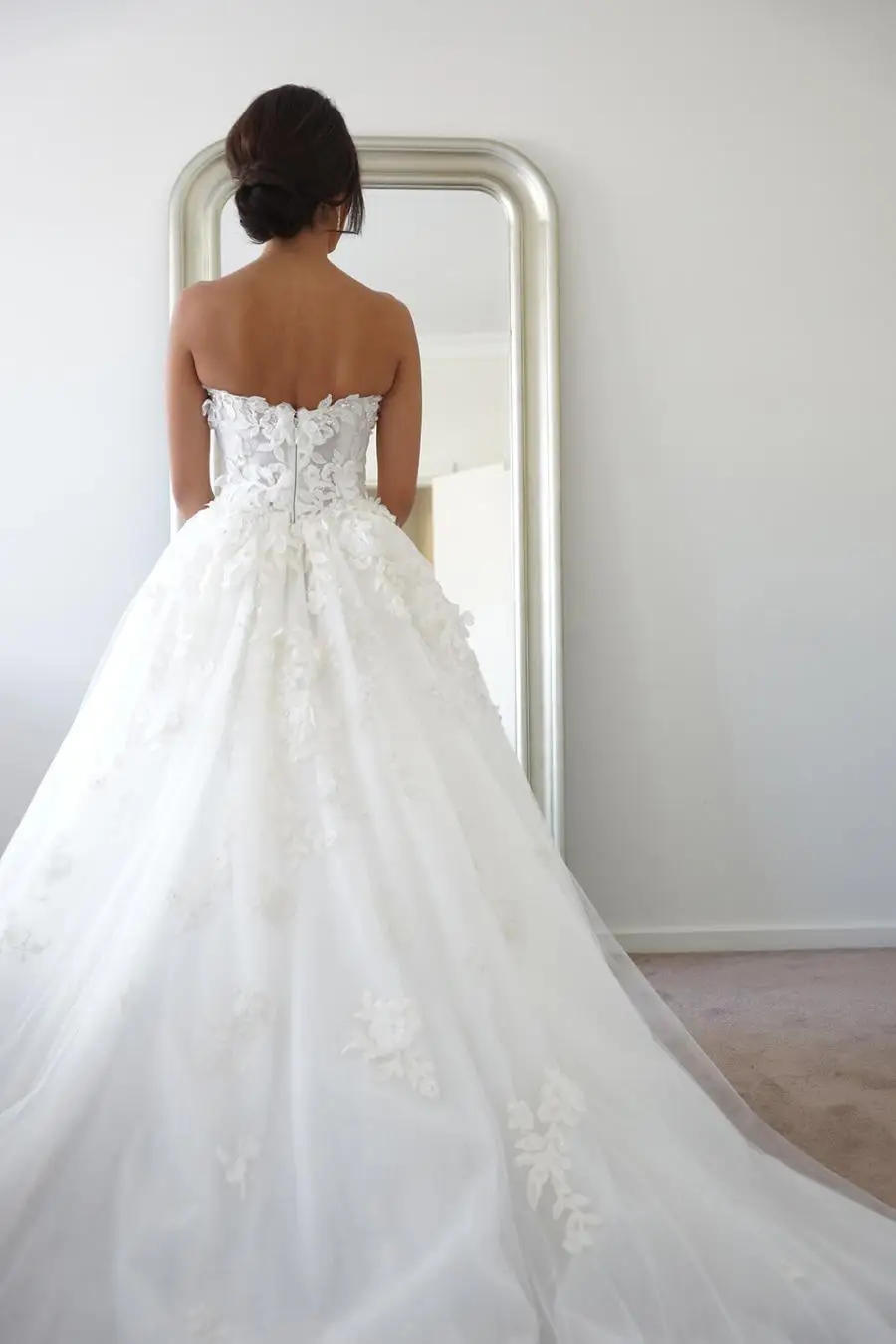 Vestido de noiva 2018 Элегантный Милая Тюль Аппликации кружево трапециевидной формы принцессы свадебные платье невесты мать невесты платья для