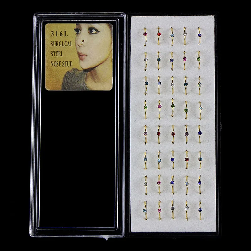 40pcs Stainless Steel Nose Ring Body Jewelry For Women Silver Gold Body Clip Hoop Piercing Clip Jewelry Gift