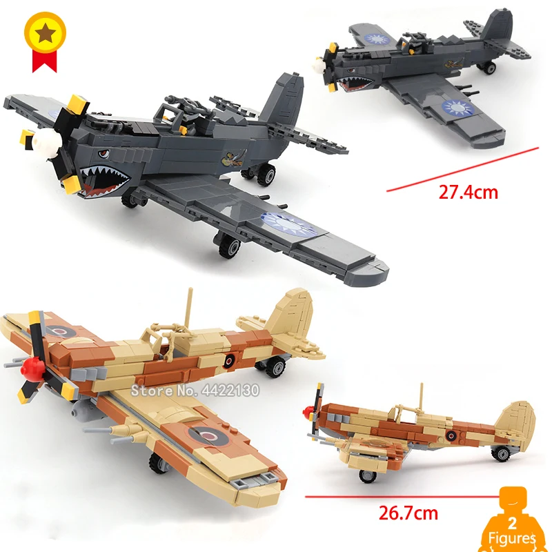 

P-40 Destroyer Jet Supersonic Fighter SPITFIRE US World War II Main Air Combat Weapon Block figure compatible legoinglys