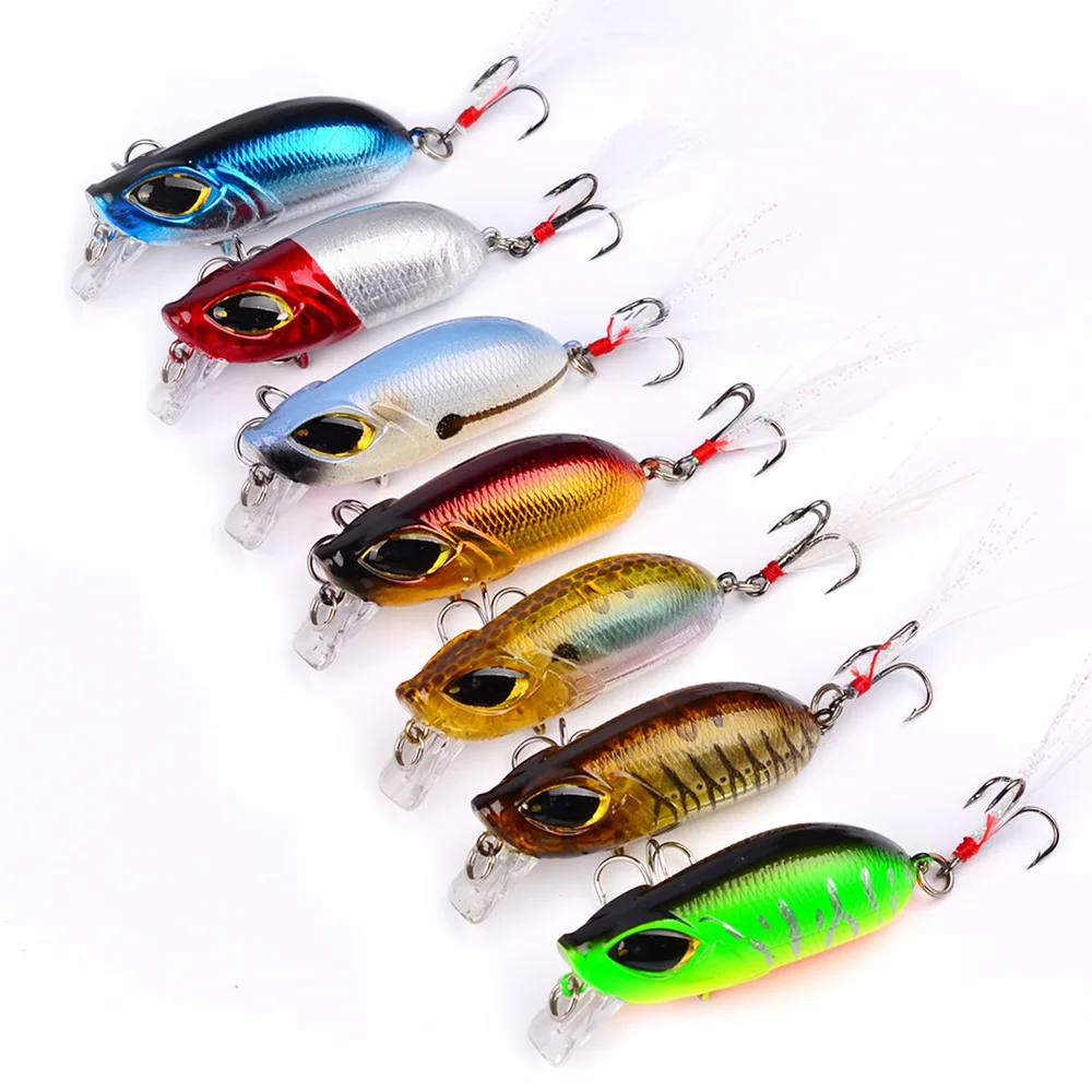 

7PC 3D Eyes Hard Bait Minnow Fishing Lure 5.5cm-2.17"/8.26g-0.29oz Fatty Crankbait Lures Bright Color Pesca Fishing Tackle