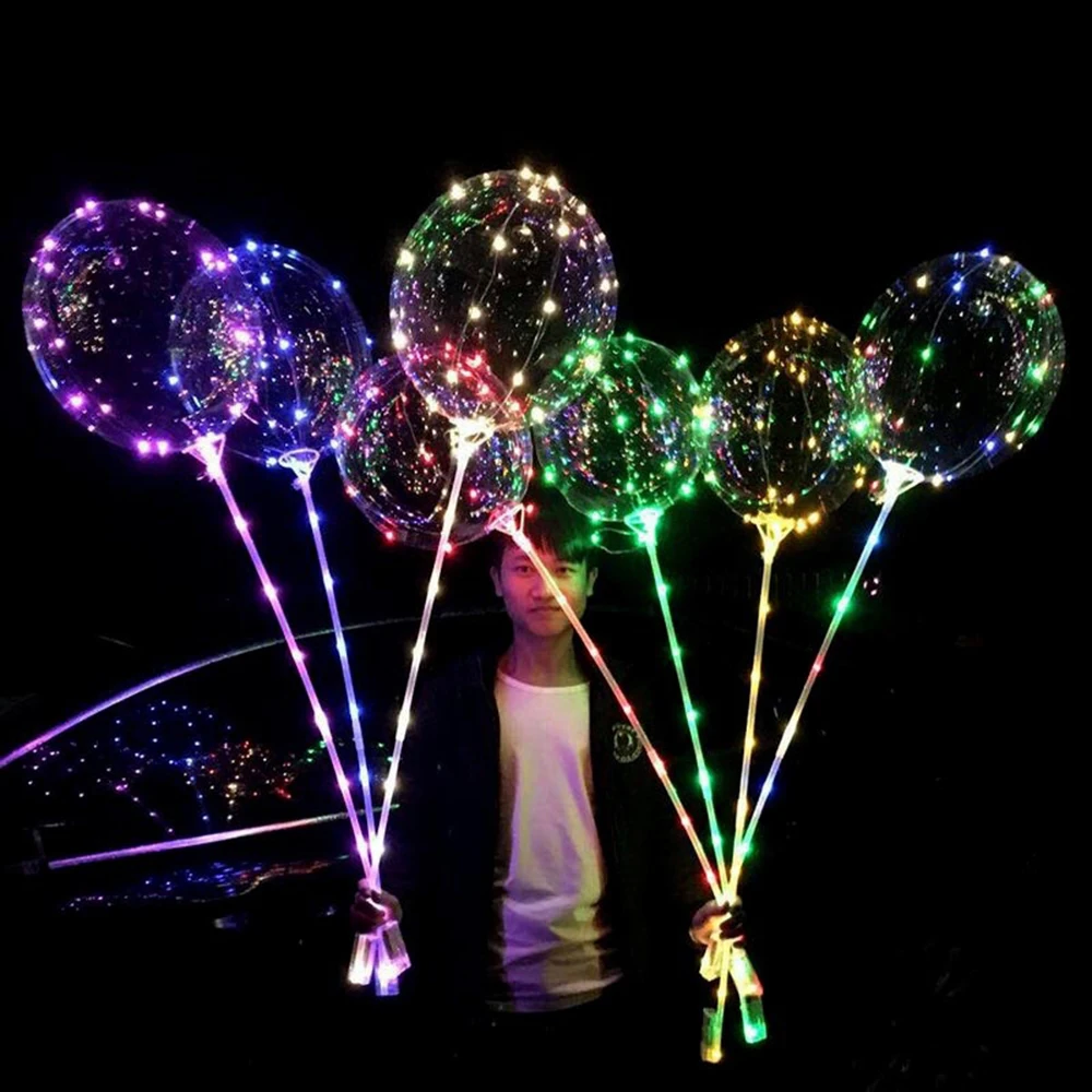 

Wedding Balloon 18inch Luminous LED BoBo Balloon Transparent Colorful Flashing Balloon for Birthday Valentine Day Party Decor
