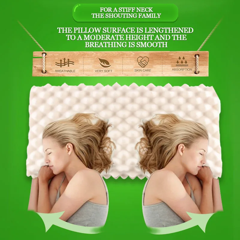 

Annuona pillow support neck fatigue relief orthopedic neck pillow large particle latex pillow rectangular pillow