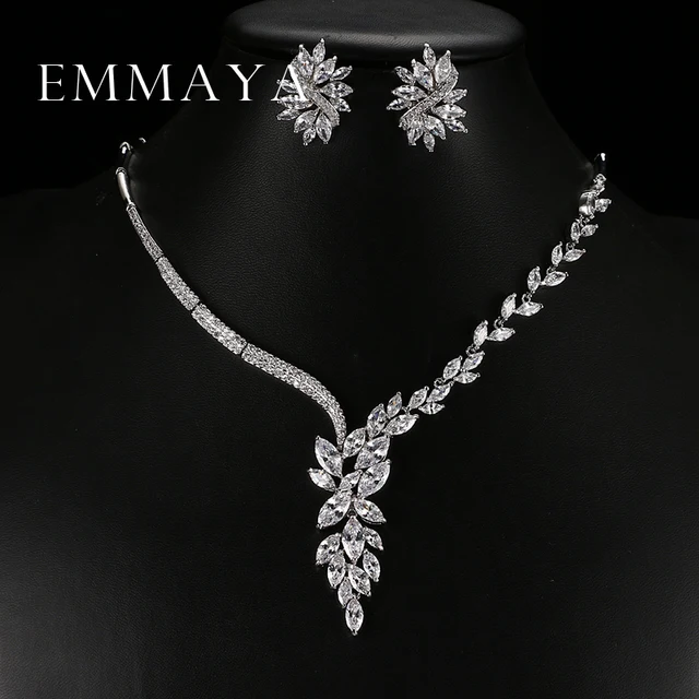 Buy CheapEmmaya New Unique Design Choker Necklace Stud Earrings Bridal Jewelry Sets Wedding Accessories.