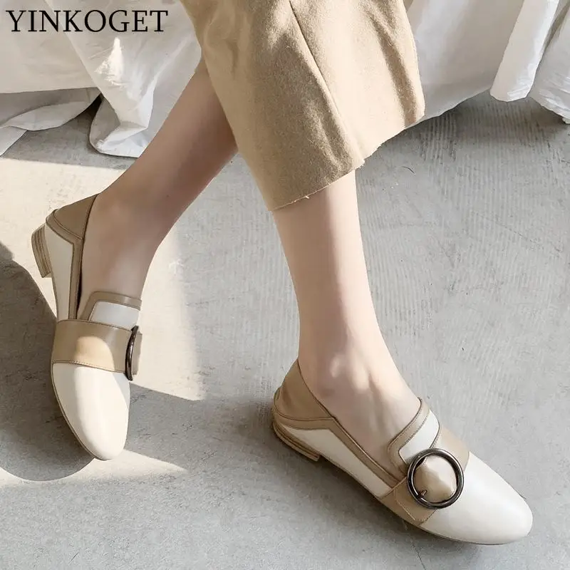 YINKOGET/удобные женские кроссовки из натуральной кожи на плоской подошве модная