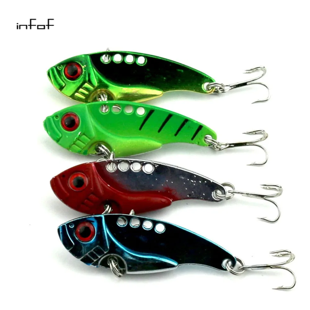 

4Pcs 11g/0.388oz 5.5cm/2.16 fishing lures set spoon china Metal VIB sequins Fish hard bait bass vibration lure crankbait