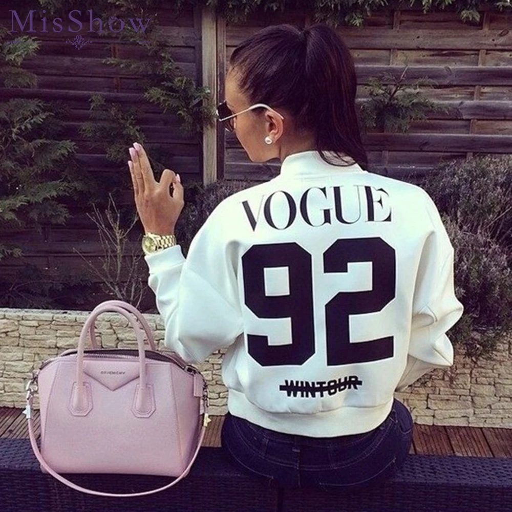 

Womens Autumn Casual Jackets Ladies White Black Zipper Front Stand Collar Long Sleeve Basic Jacket Letter Printed Coat Outwear