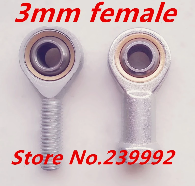 

10pcs/Lot Free Shipping 3mm Female Right Hand Thread Rod End Joint Bearing Metric Thread M3x0.5mm SI3T/K PHSA3