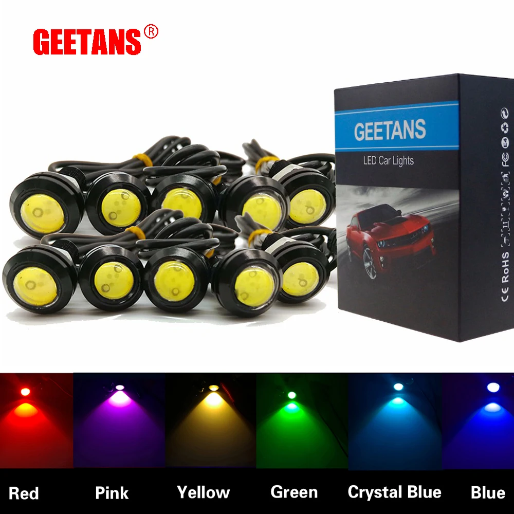 GEETANS 10 шт. 18 мм 23 дневные ходовые огни 12V Белый светодиодный орлиный глаз