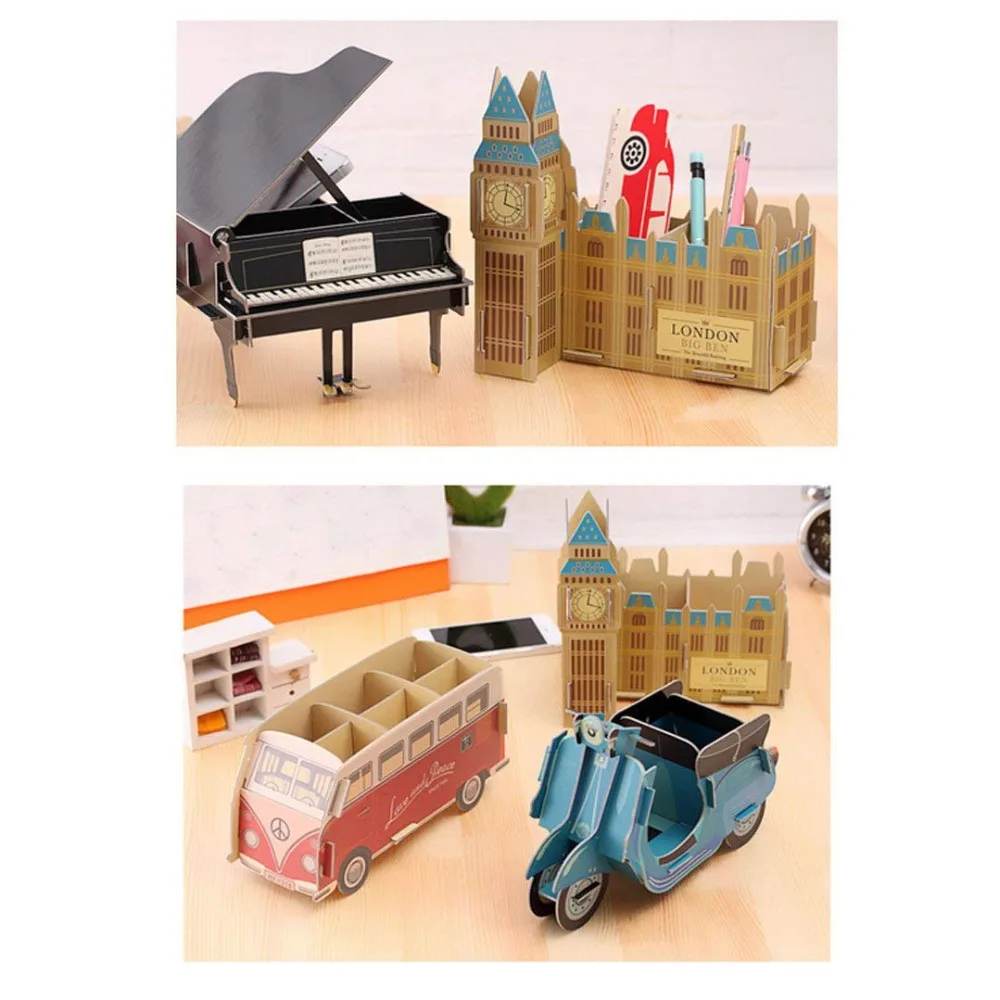 

XRHYY Kids Cartoon DIY Paper Multifunction Desktop Storage Box Drawer Makeup Organizer Office Stationery Pens Storage Rack