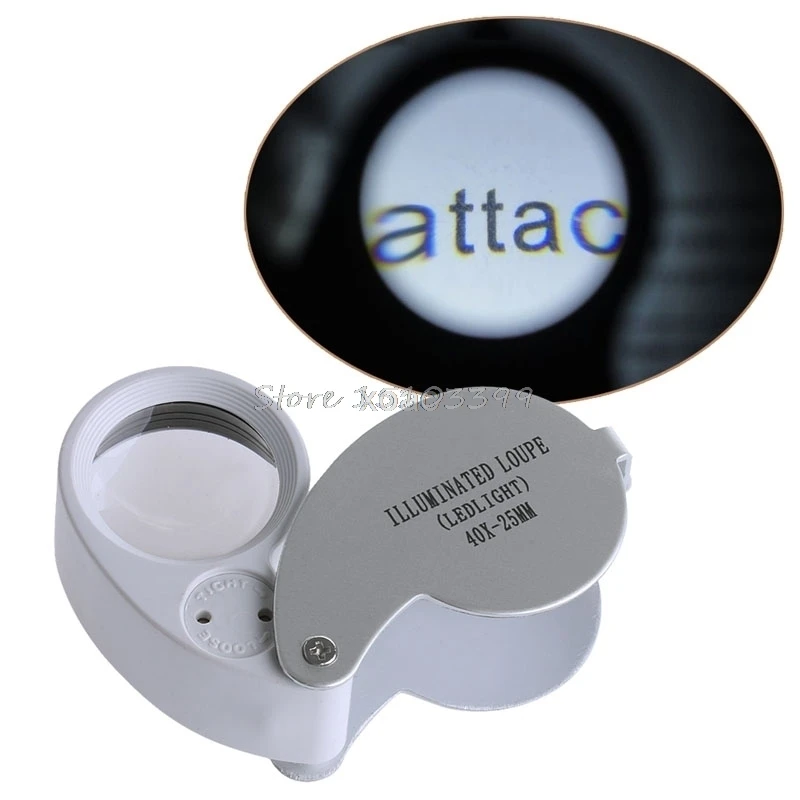 

40X Glass Magnifying Magnifier Jeweler Eye Loupe Jewelry Loop with LED Lights M10 dropship