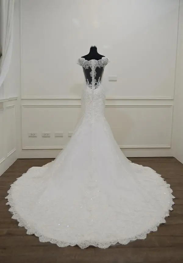 Vestido De Novia свадебное платье русалки с вырезом лодочкой и коротким рукавом свадебное платье Robe mariee сексуальное кружевное свадебное платье