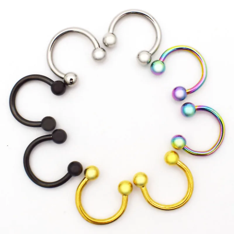 

8PCS/Lot Mix Color Nose Septum Hoop Ring,Circular Barbell Ring,Tragus Earring Helix Cartilage Piercing Jewelry