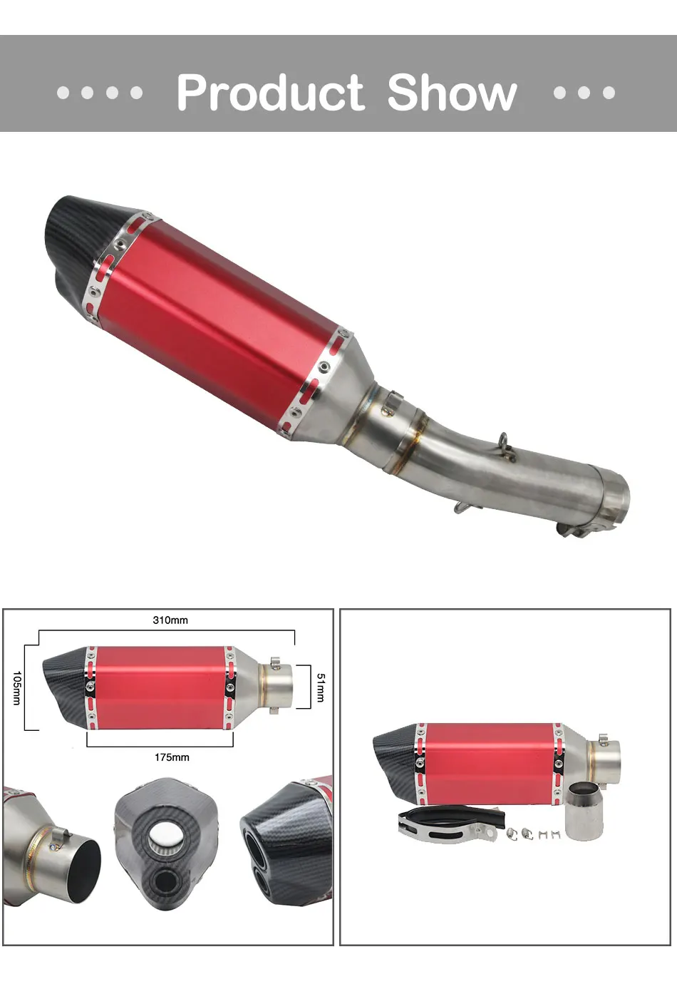 ZS MOTOS Racing 35-51 мм Akrapovic универсальный глушитель для мотоцикла+ Круглый комплект глушителя средней трубы для Honda CB400 Slip-On