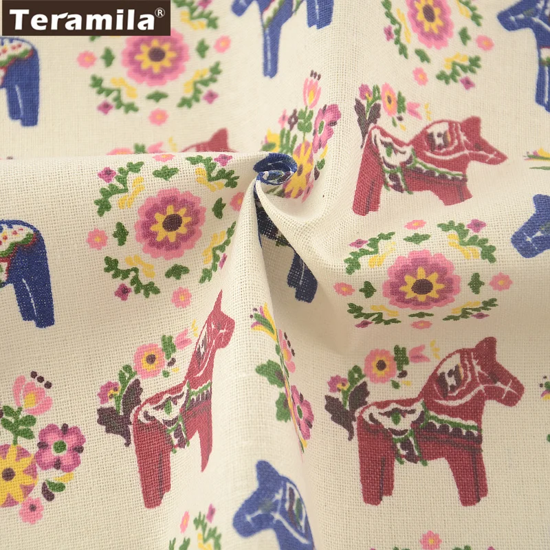 Скатерть Подушка сумка занавеска Подушка закка лошадь принт домашний текстиль от teramila Хлопок Лен Ткань швейный материал Tissu