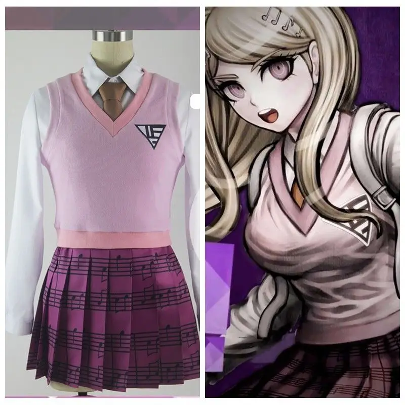 

New Game Akamatsu kaede Of Danganronpa V3 Uniform Skirts Cosplay Costume Vest+Skirt +shirt +sock Japanese Anime Gifts