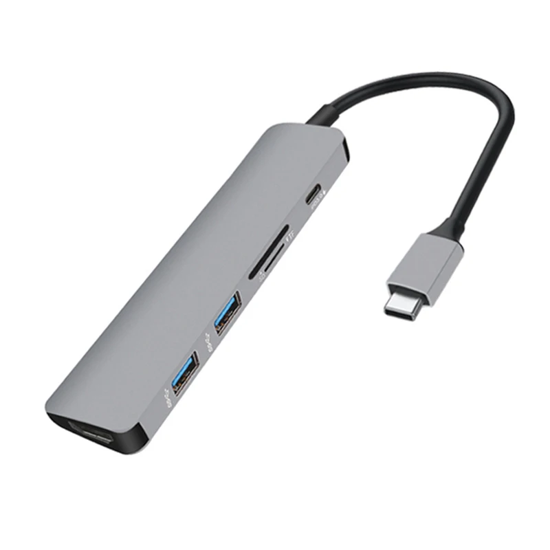 USB C концентратор USB-C к HDMI Micro SD/TF кардридер USB-C адаптер питания для MacBook samsung S9/S8 huawei P20 Pro type C USB 3,0 концентратор - Цвет: Gray